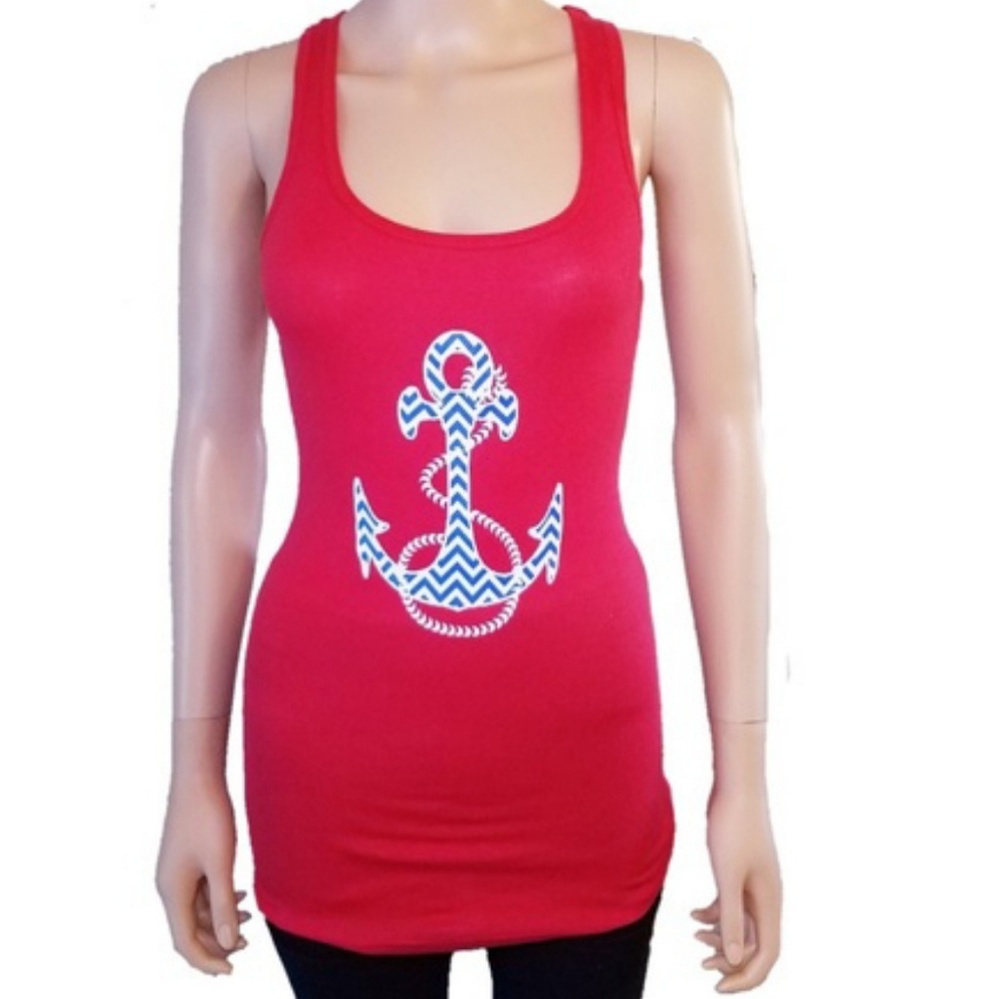 Red Blue Nautical Top Medium